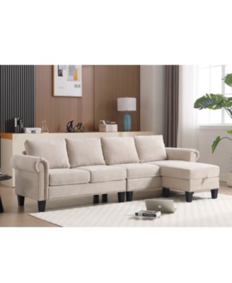 Convertible Sectional Sofa with Storage & Ottoman