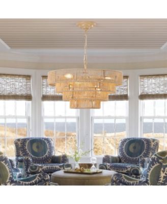 Bohemian style Woven Pendant Light 19.7 Inch Rattan Ligh Large Rattan Pendant Light with 4-Tier Rattan Chandelier