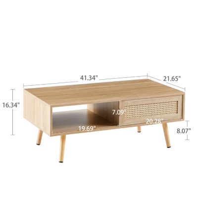 Modern Rattan Coffee Table with Storage