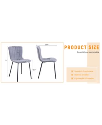 Streamdale Luxury Minimalist Dining Chairs - Set of 4, Black Metal Legs