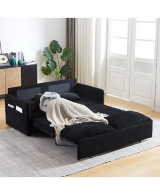 Streamdale 64.5" Fabric Sleeper Sofa – 3-in-1 Pullout Bed with Pillows & Storage Pockets – Convertible Couch