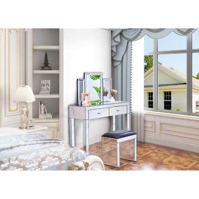 Streamdale Modern 39"W Double Draw Dressing Table