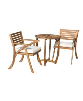 Streamdale Toulon Bistro Set Acacia Wood Dining Set With Cushions