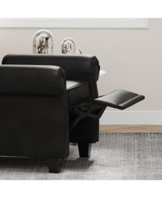 Modern Tufted Push Back Armchair Technical Leather Chair, Adjustable Single Sofa Chair with Sturdy Wood Legs for Bedroom, Living Room, Small Space(Color:Black)