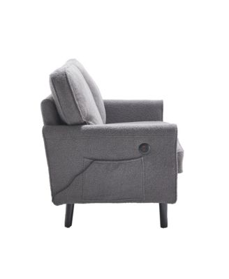 Streamdale Mid Century Modern Loveseat Sofa with USB (Gray)