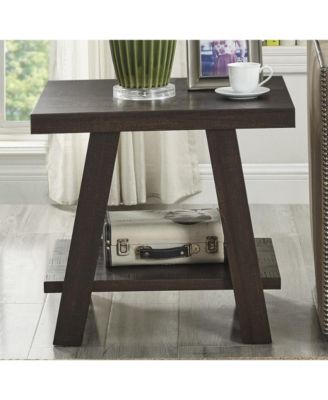 Wood Shelf End Table in Weathered Espresso