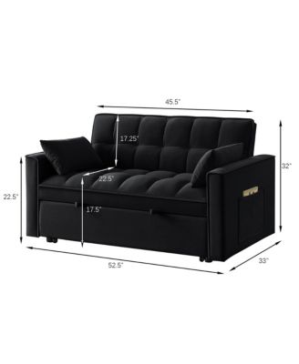 4-in-1 Space-Saving Velvet Loveseat Sofa Bed with Storage