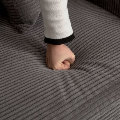 Corduroy 4-Seater Cloud Couch with Footrests & Cushions