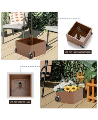 150 Pounds Patio Umbrella Base Stand Wheels Planter Outdoor-Coffee