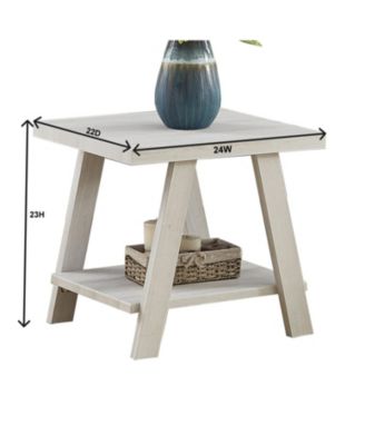 Two-Tone Wood Shelf End Table in Weathered Walnut