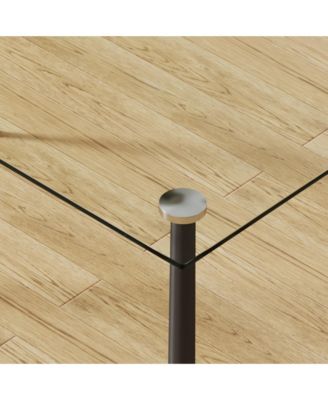 Modern 4-6 Seats Metal Legs Glass Dining Table