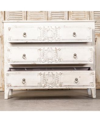 Vintage Pinewood Cabinet with Antique Cream Finish and Spacious Drawers for Timeless Appeal