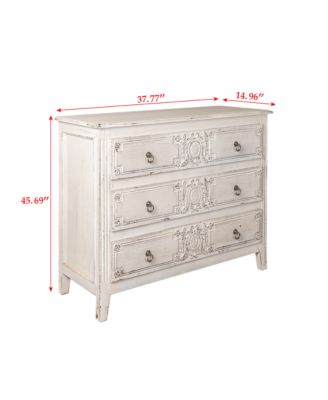 Vintage Pinewood Cabinet with Antique Cream Finish and Spacious Drawers for Timeless Appeal