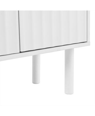 Cream Sideboard with 4 Fluted Doors and 5 Wood Legs