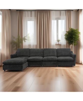 Streamdale 5-seat Convertible Black L-shaped Sectional Sofa with Reversible Chaise, Armless, Indoor