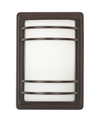 Habitat Modern Outdoor Wall Light Fixtures Set of 2 Rubbed Bronze 11" Opal Glass for Post Exterior Barn Deck House Porch Yard Patio