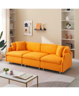 Streamdale Modern Grey Velvet 3-Seat Sofa with Cushions