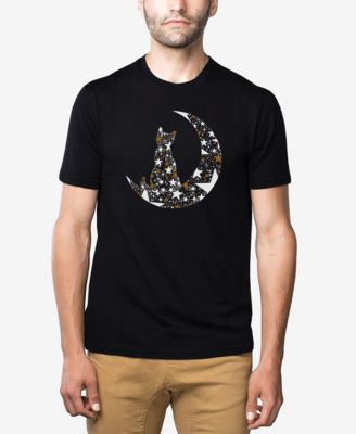 LA Pop Art - Cat Sitting On Moon - Men's Premium Blend Word Art T-Shirt