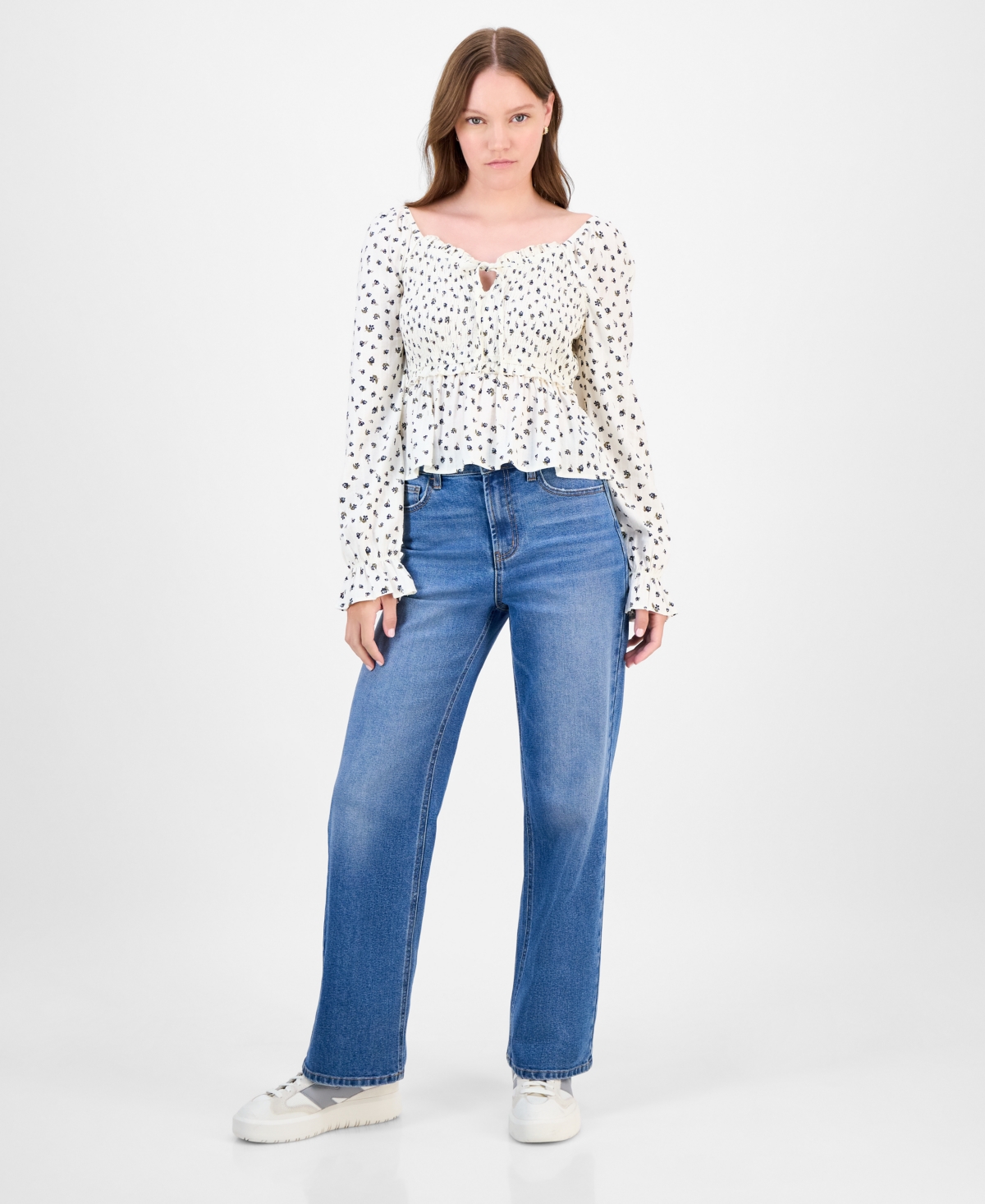 Juniors' High-Rise Slim Wide-Leg Jeans - Naomi Wash