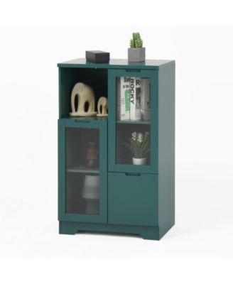 Glass Door Floor Cabinet 2 Shelves