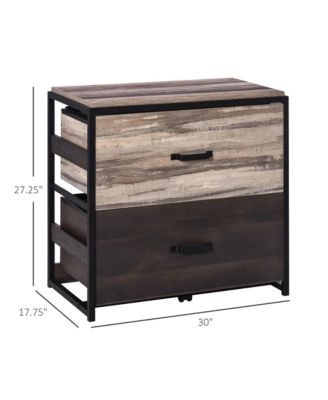 Vinsetto Office File Cabinet with 2 Large Drawers and Adjustable Metal Hanging Bars for A4, Letter and Legal Sized Files, Storage Organizer, Brown/Black