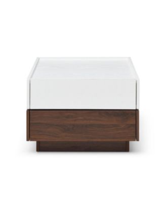 Swivel Coffee Table with 2 Drawers, 2-Tier Storage, Square Top