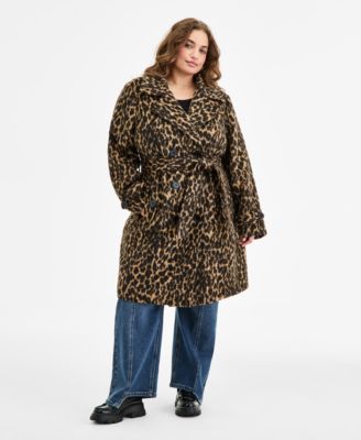 Steve Madden - Plus Size Double-Breasted Belted Trench Coat