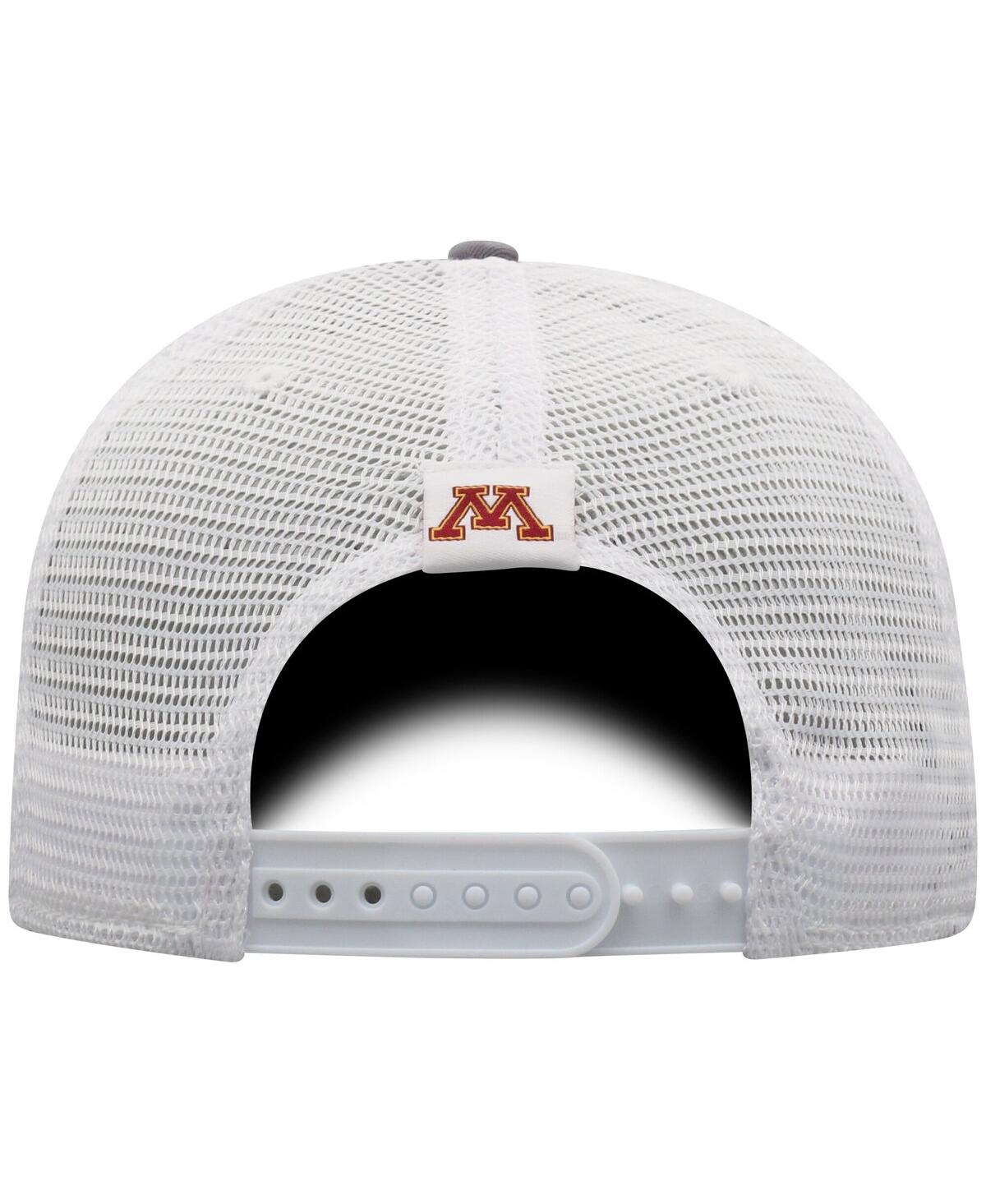 Top Of The World Men's Gray/white Minnesota Golden Gophers Victory Baseline Trucker Adjustable Hat