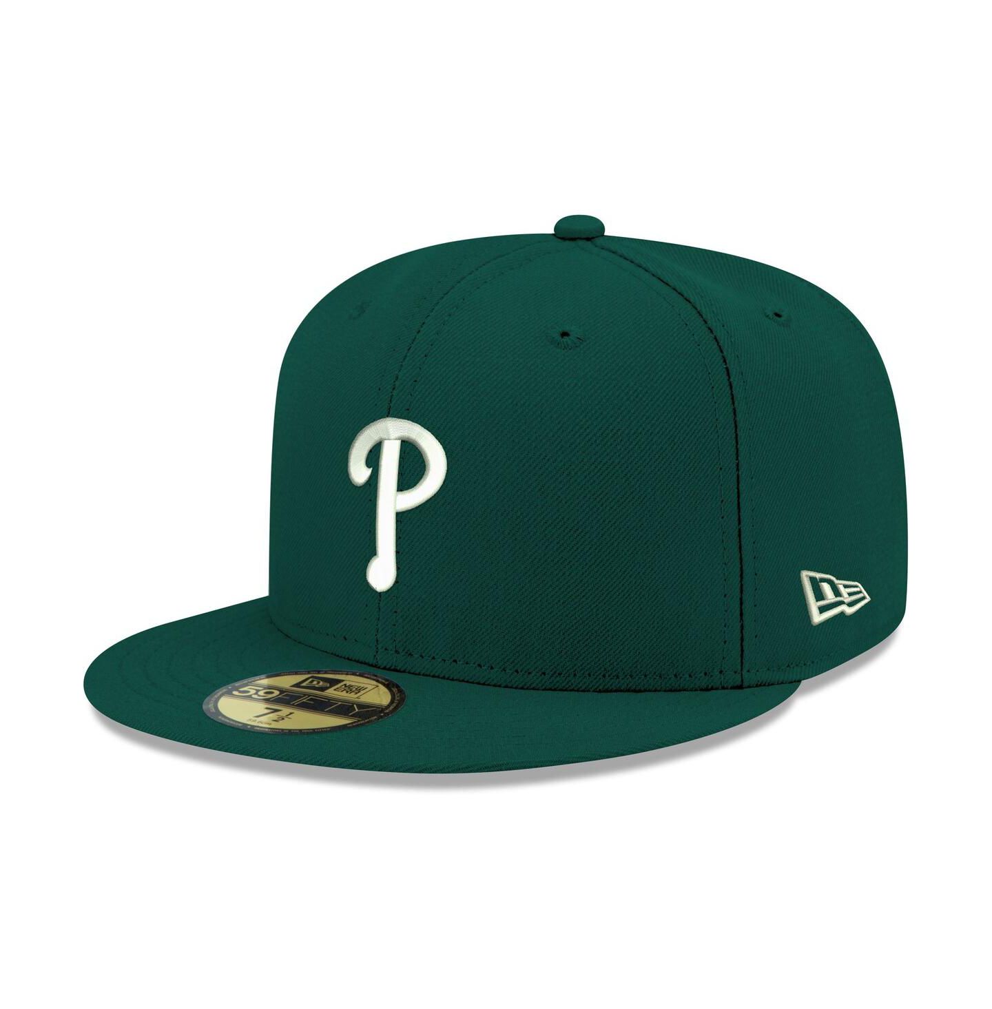 Мужская кепка New Era Green Philadelphia Phillies White Logo 59FIFTY Fitted Hat — фото 1