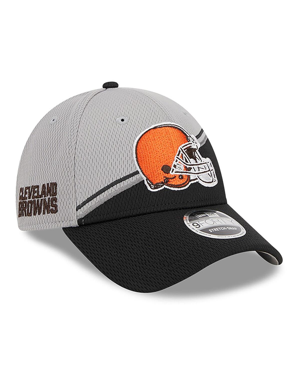 NEW ERA MEN'S GRAY/BLACK CLEVELAND BROWNS 2023 SIDELINE 9FORTY ADJUSTABLE HAT 