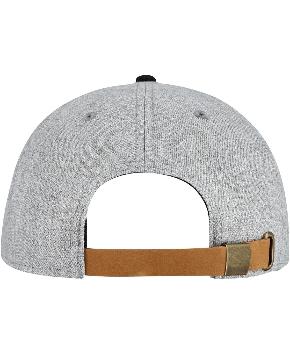 Fanatics Men's Heather Gray/black Los Angeles Kings Elements Flat Brim Leather Strap Back Hat