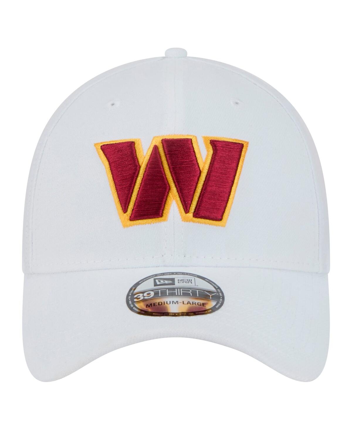 New Era Men's White Washington Commanders Main 39THIRTY Flex Hat