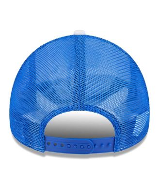 Men's White/Blue Seattle Sounders FC Court Sport Foam A-Frame 9FORTY Adjustable Trucker Hat