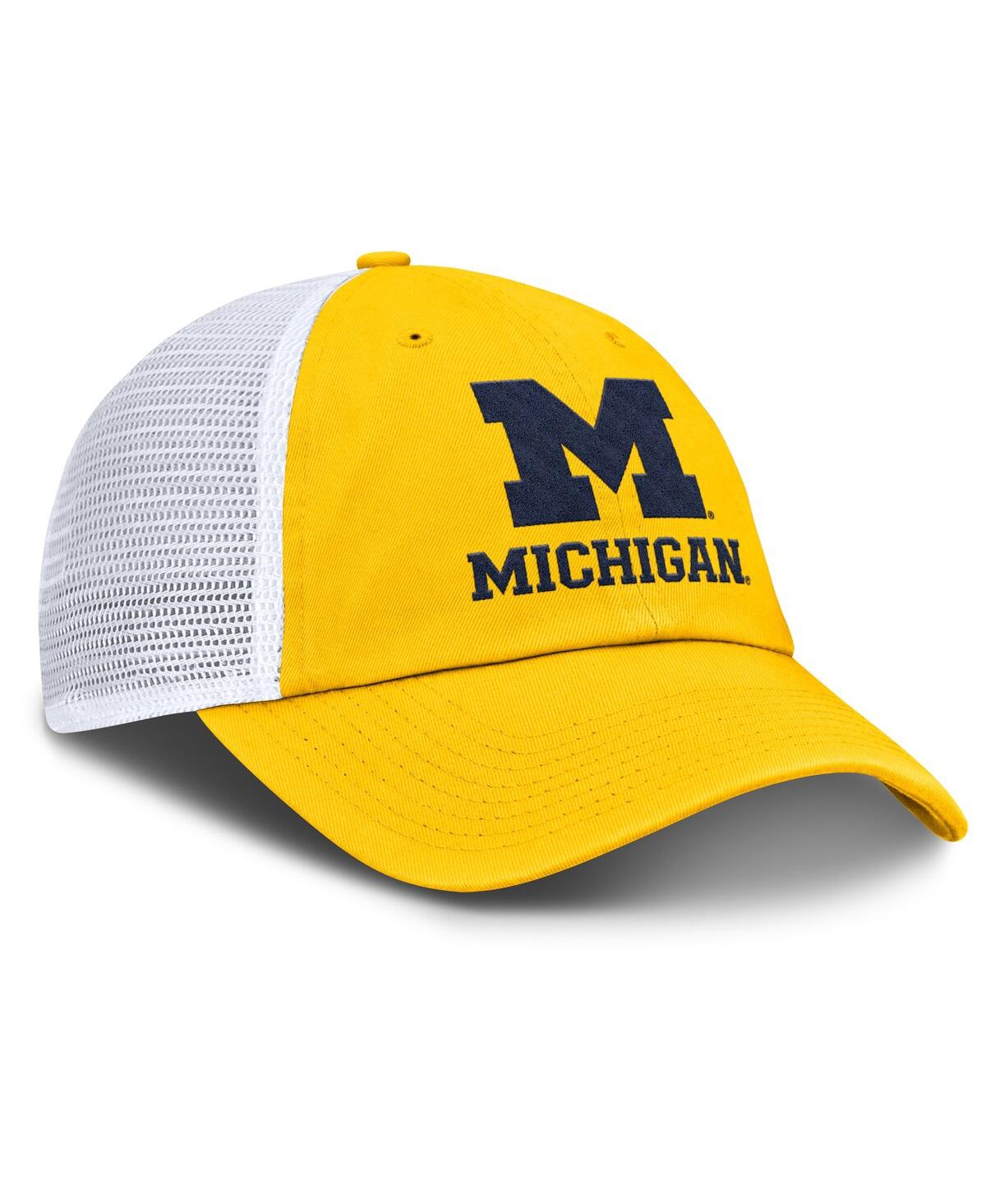 JORDAN MEN'S MAIZE/WHITE MICHIGAN WOLVERINES CLUB TRUCKER ADJUSTABLE HAT 