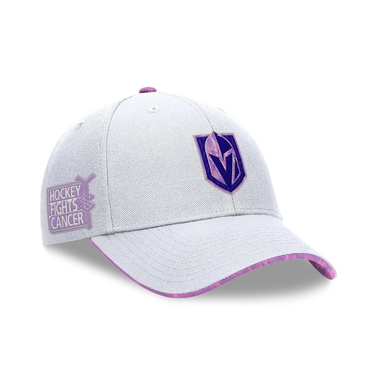 Мужская кепка Fanatics White Vegas Golden Knights Authentic Pro Hockey Fights Cancer Adjustable Hat — фото 1