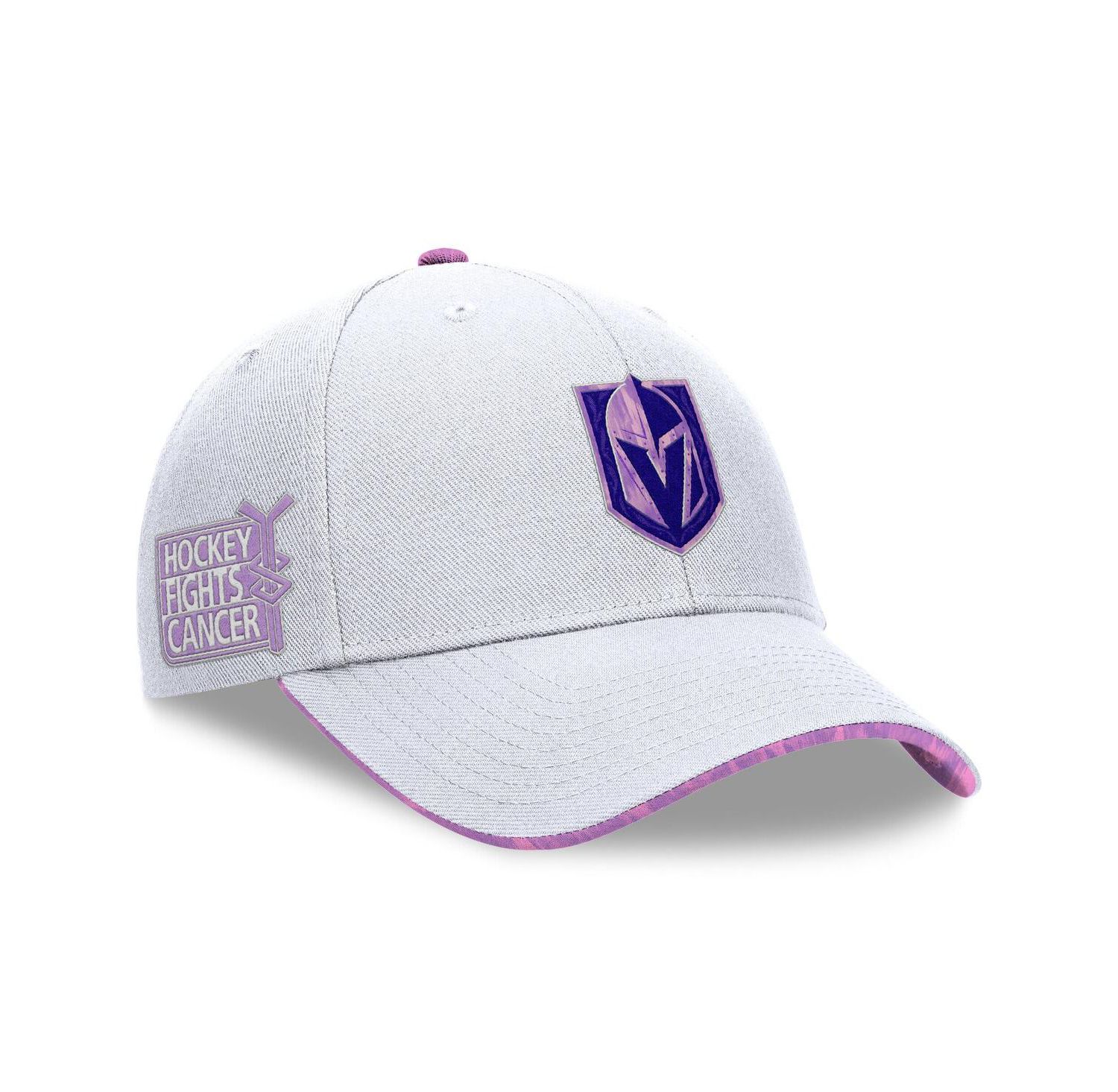 Men's White Vegas Golden Knights Authentic Pro Hockey Fights Cancer Adjustable Hat