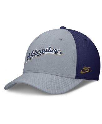 Nike - Men's Gray/Navy Milwaukee Brewers Rise Swoosh Performance Flex Hat