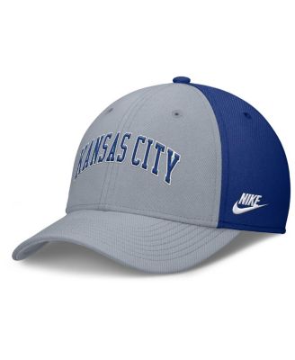 Nike - Men's Gray/Royal Kansas City Royals Rise Swoosh Performance Flex Hat