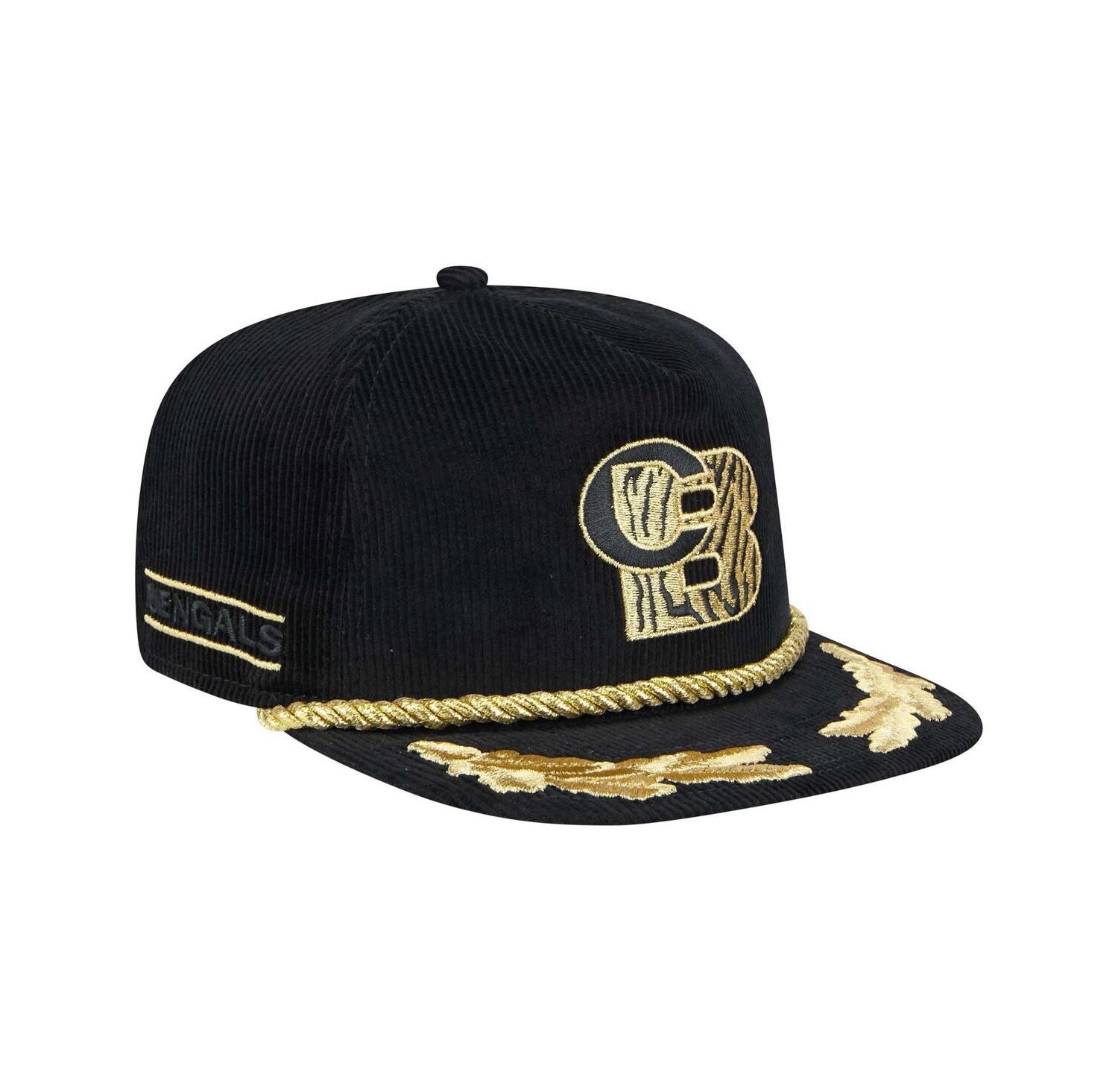 Men's Black Cincinnati Bengals City Originals Corduroy Skipper Golfer Snapback Hat