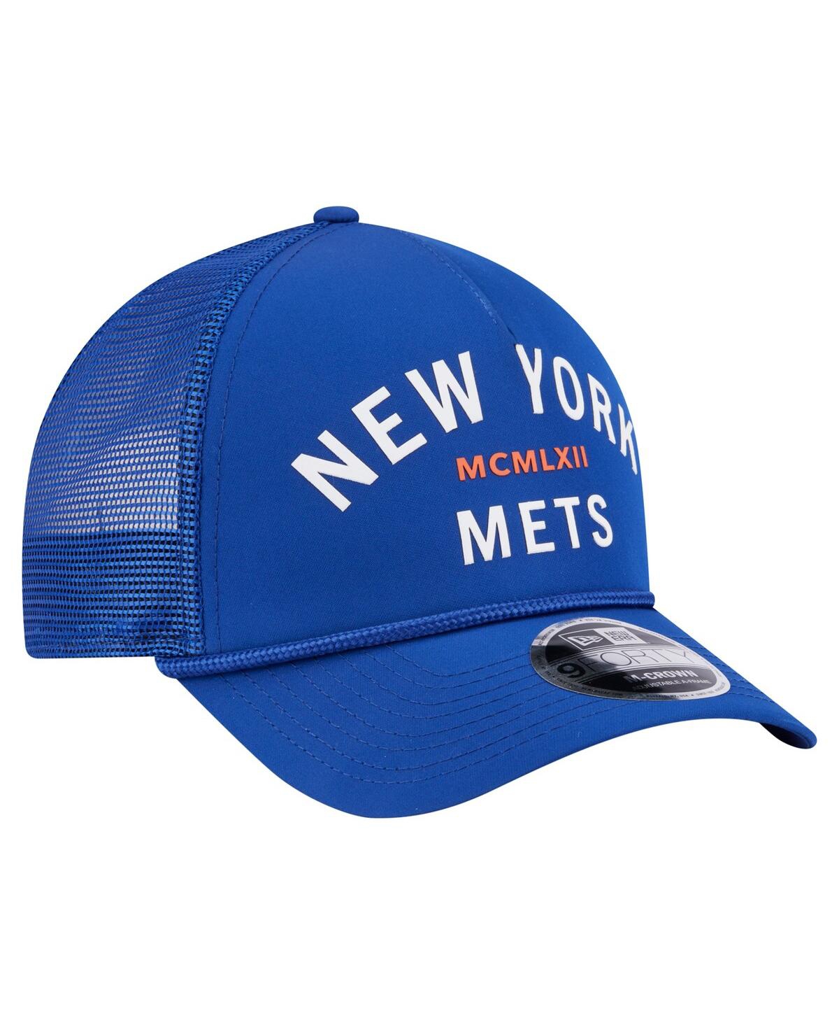 NEW ERA MEN'S ROYAL NEW YORK METS MINIMALIST 9FORTY A-FRAME ADJUSTABLE HAT 