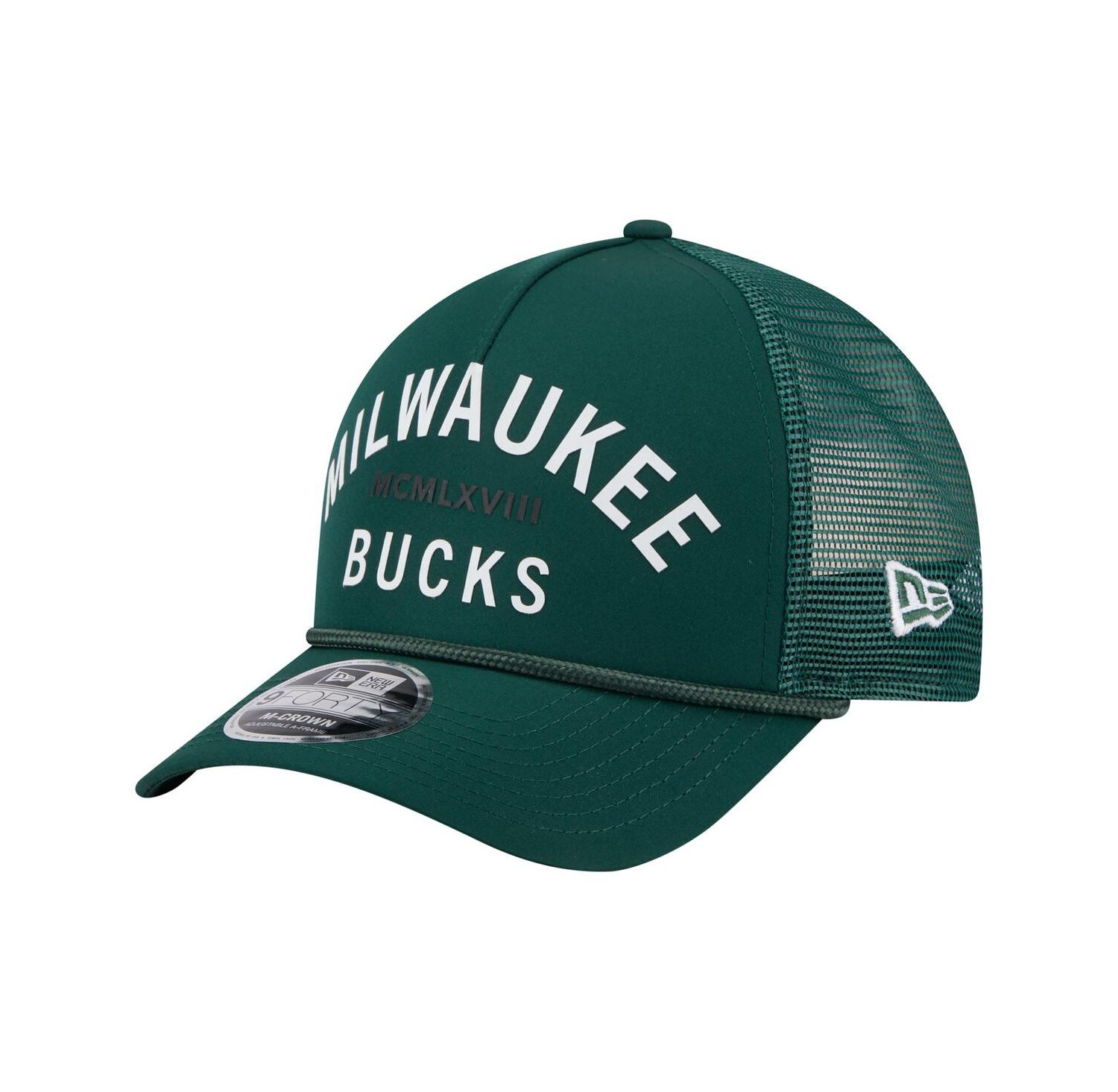 Men's Hunter Green Milwaukee Bucks Minimalist A-Frame 9FORTY Trucker Hat