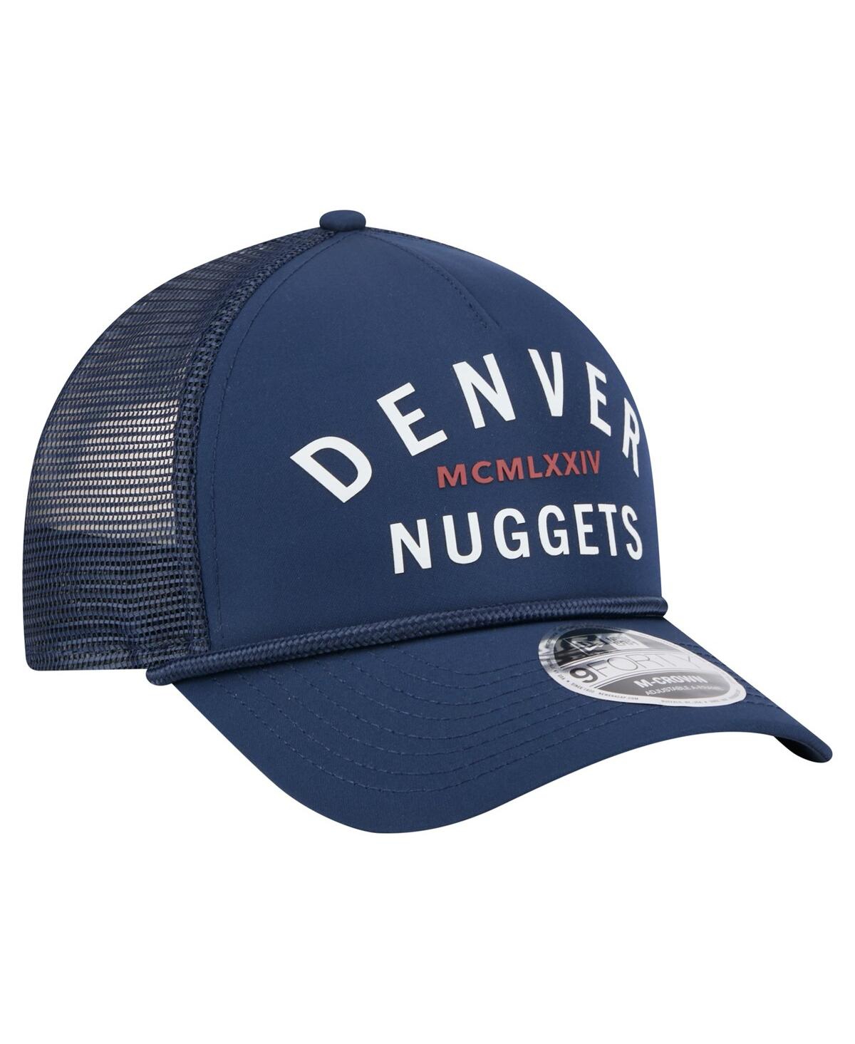 NEW ERA MEN'S NAVY DENVER NUGGETS MINIMALIST A-FRAME 9FORTY TRUCKER HAT 