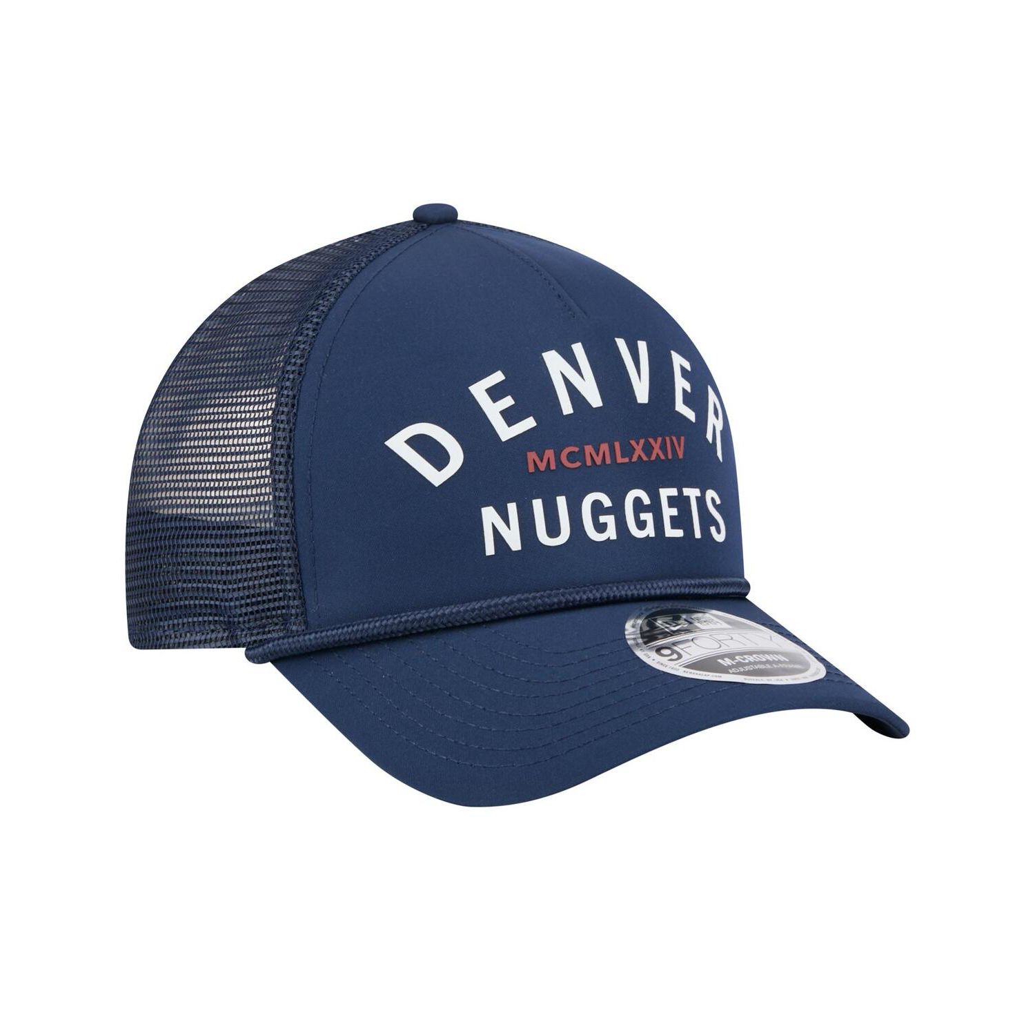 Men's Navy Denver Nuggets Minimalist A-Frame 9FORTY Trucker Hat