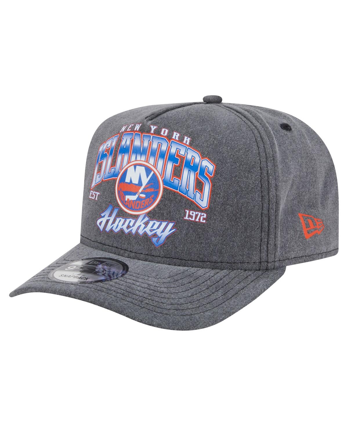 New Era Men's Charcoal New York Islanders Throwback Washed A-frame Pre-curved 9fifty Snapback Hat