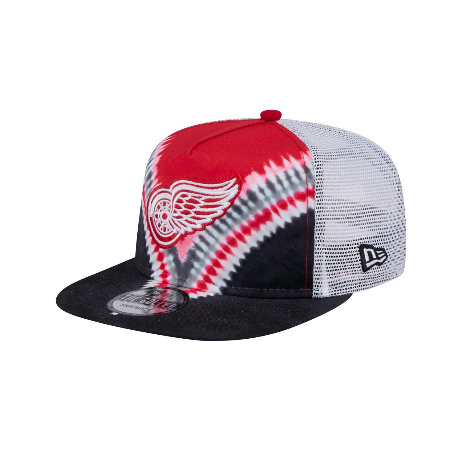 Men's Black/Red Detroit Red Wings Throwback V-Dye Adjustable Golfer Hat