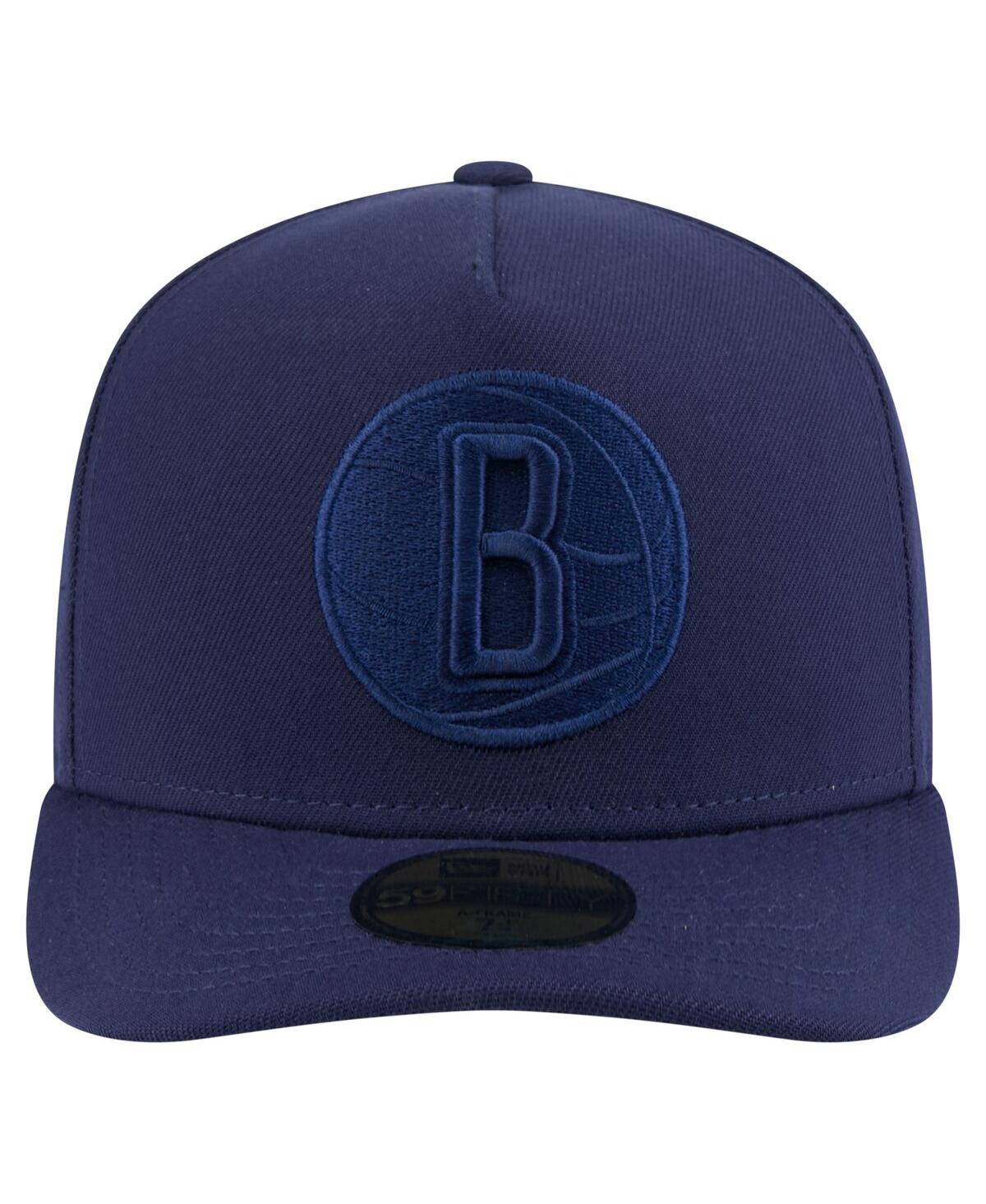 New Era Men's Navy Brooklyn Nets Colorpack A-frame Pinch Front 59fifty Fitted Hat