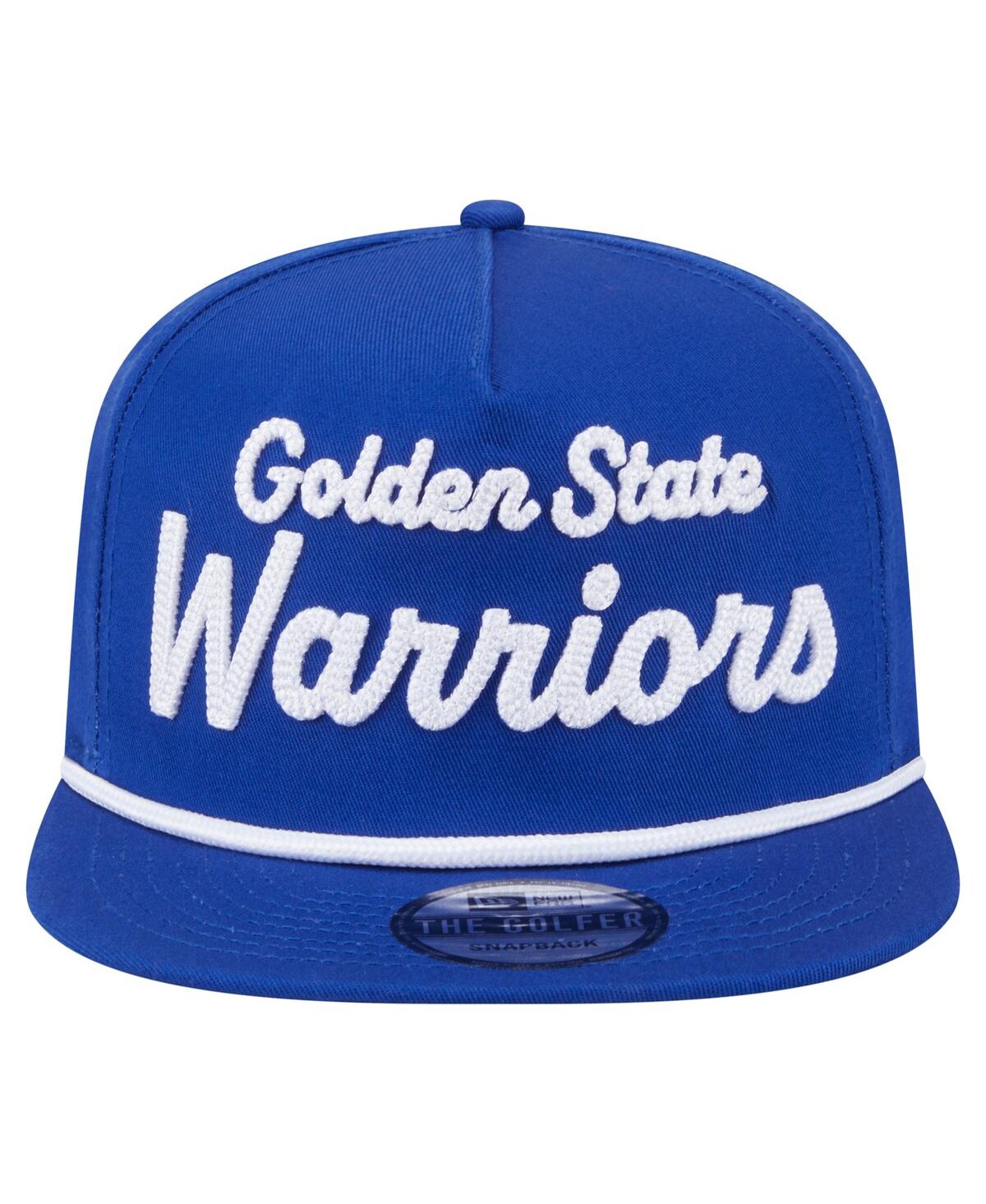 NEW ERA MEN'S ROYAL GOLDEN STATE WARRIORS TEAM TEXT GOLFER SNAPBACK HAT 