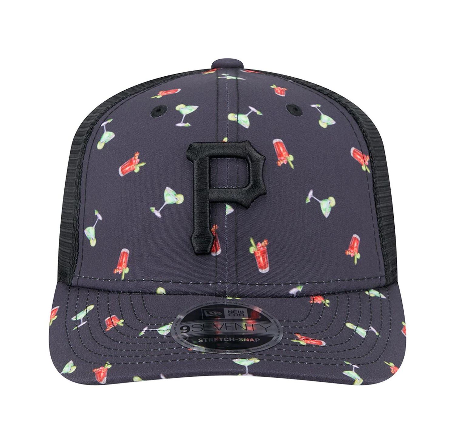 Men's Navy Pittsburgh Pirates Adventure Drinks Pattern 9SEVENTY Stretch-Snap Hat
