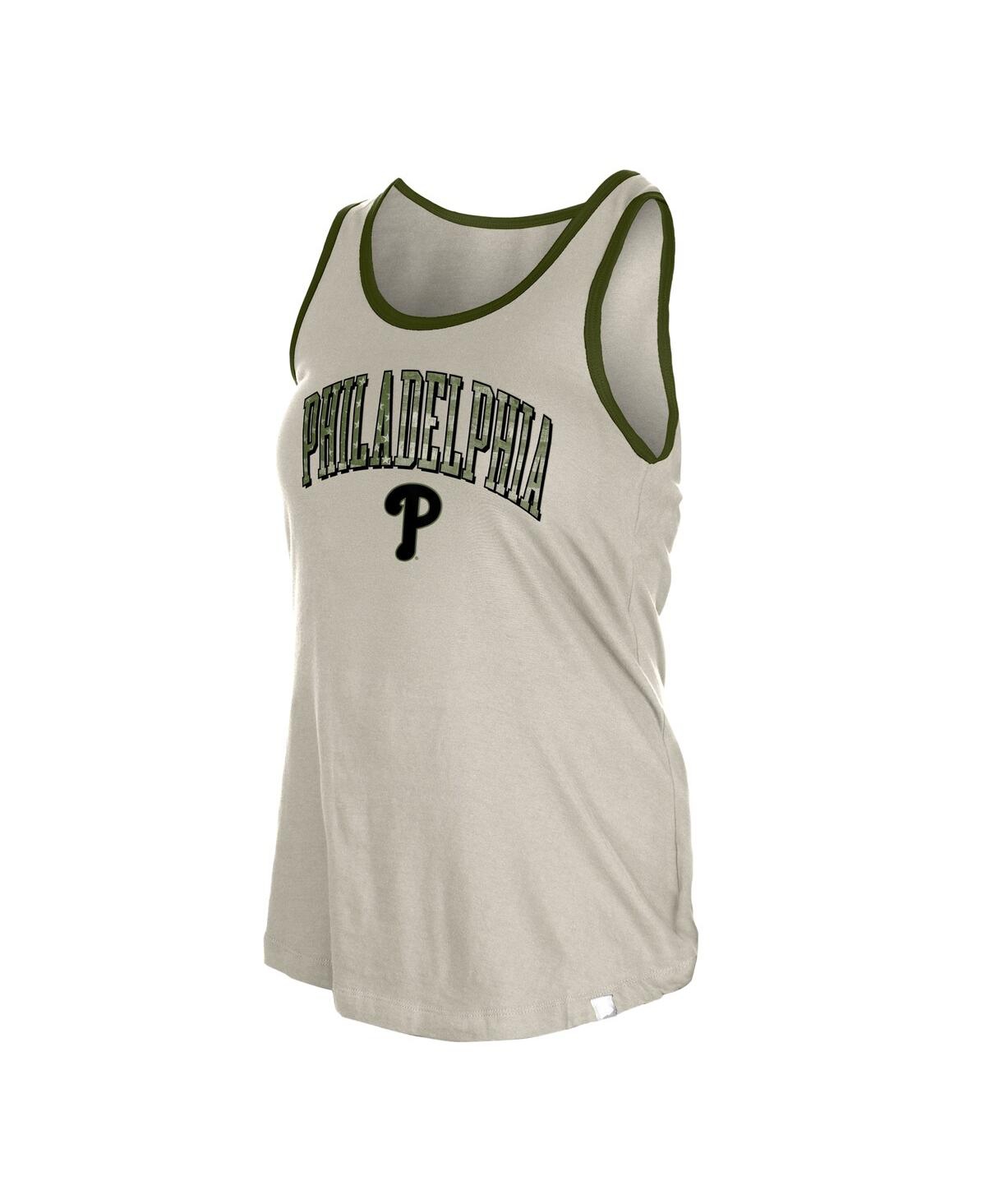 NEW ERA WOMEN'S CREAM PHILADELPHIA PHILLIES ARMED FORCES TANK TOP 