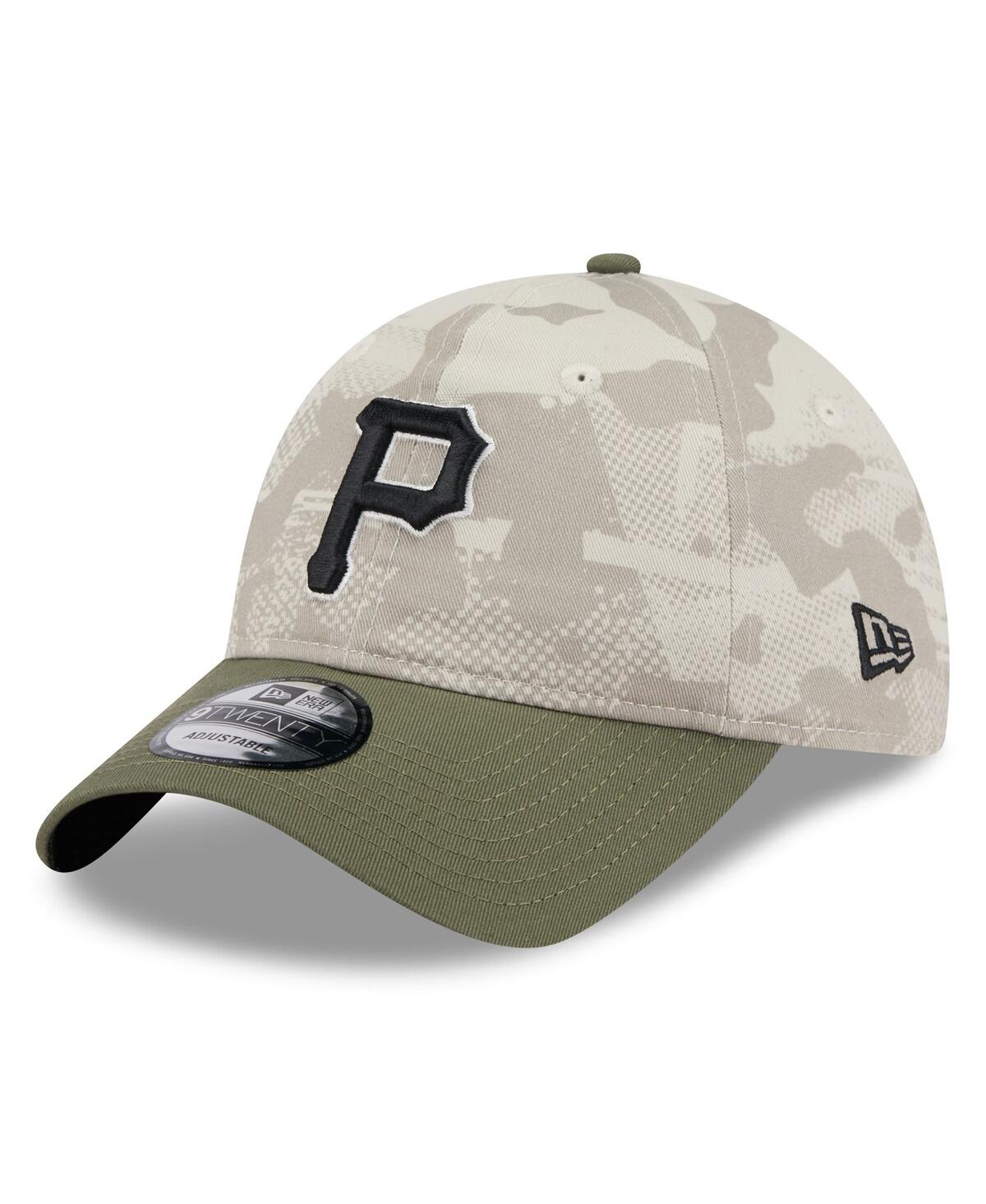 NEW ERA MEN'S LIGHT BEIGE/OLIVE PITTSBURGH PIRATES 2025 ARMED FORCES DAY 9TWENTY ADJUSTABLE HAT 